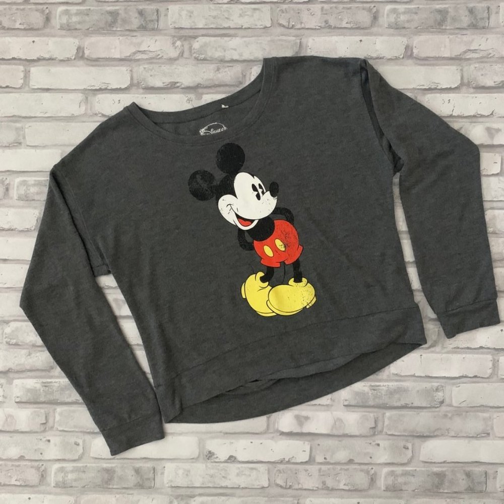 Disney Distressed Mickey Mouse Sweatshirt T Shirt - Picture 1 of 5